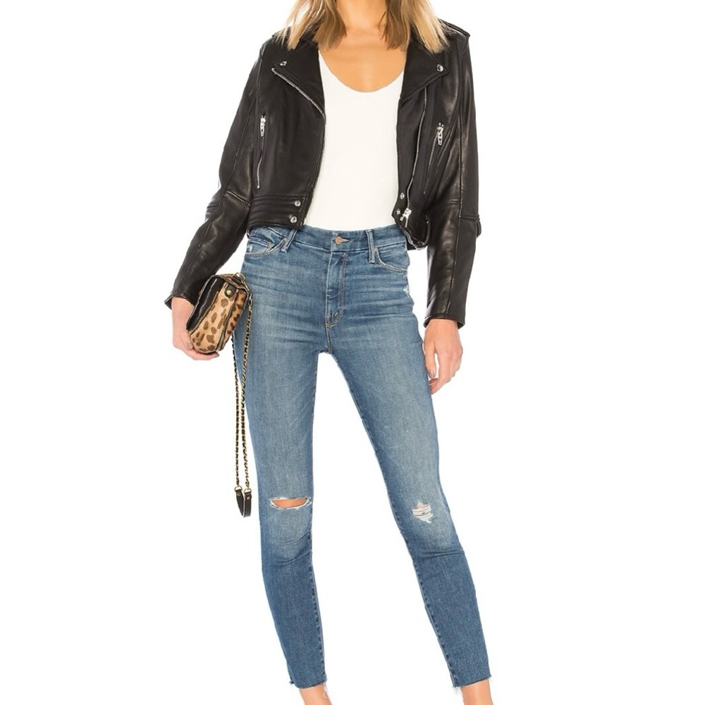 Mother High Waisted Looker Ankle Fray Skinny Jeans Color Wild! Size 25 USA